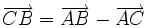 \overrightarrow{CB}=\overrightarrow{AB}-\overrightarrow{AC}